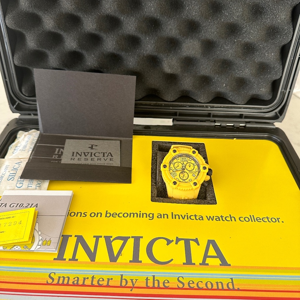 Men’s Reserve Invicta Yellow Watch with Case